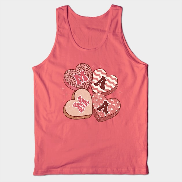 Retro Valentine Mama Heart Candy Pink Leopard Print Tank Top by JDVNart